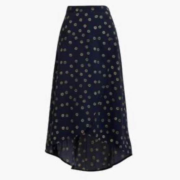 NWT J Crew Factory Faux Wrap Pull On Midi Skirt w/ Slit - Picture 1 of 9